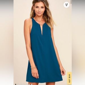 Lulus Near or Bar Teal Blue Shift Dress XS